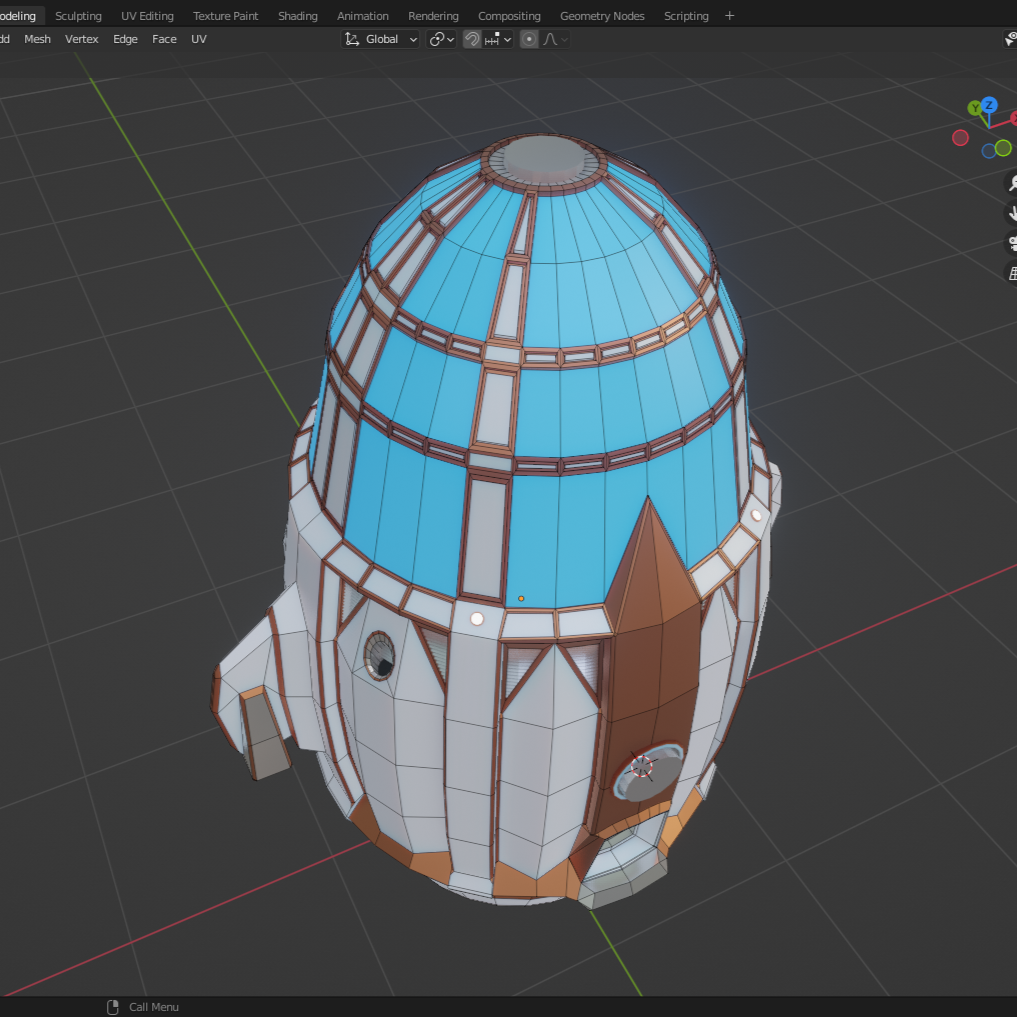 Top detail of player ship.